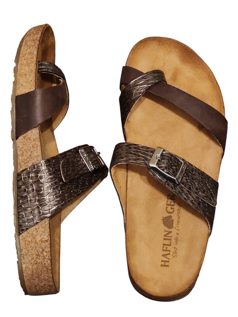 HAFLINGER Juno Braun 1781 (73027 30 39 1) Brown Womens Cork Slide Sandals Eu 39